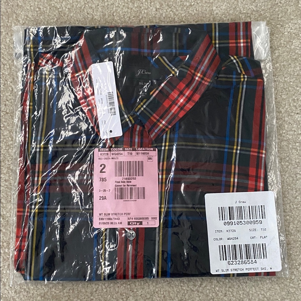 J. Crew Slim Stretch Perfect Shirt. Item K3728. NWT. size 10 Tall - Picture 3 of 4